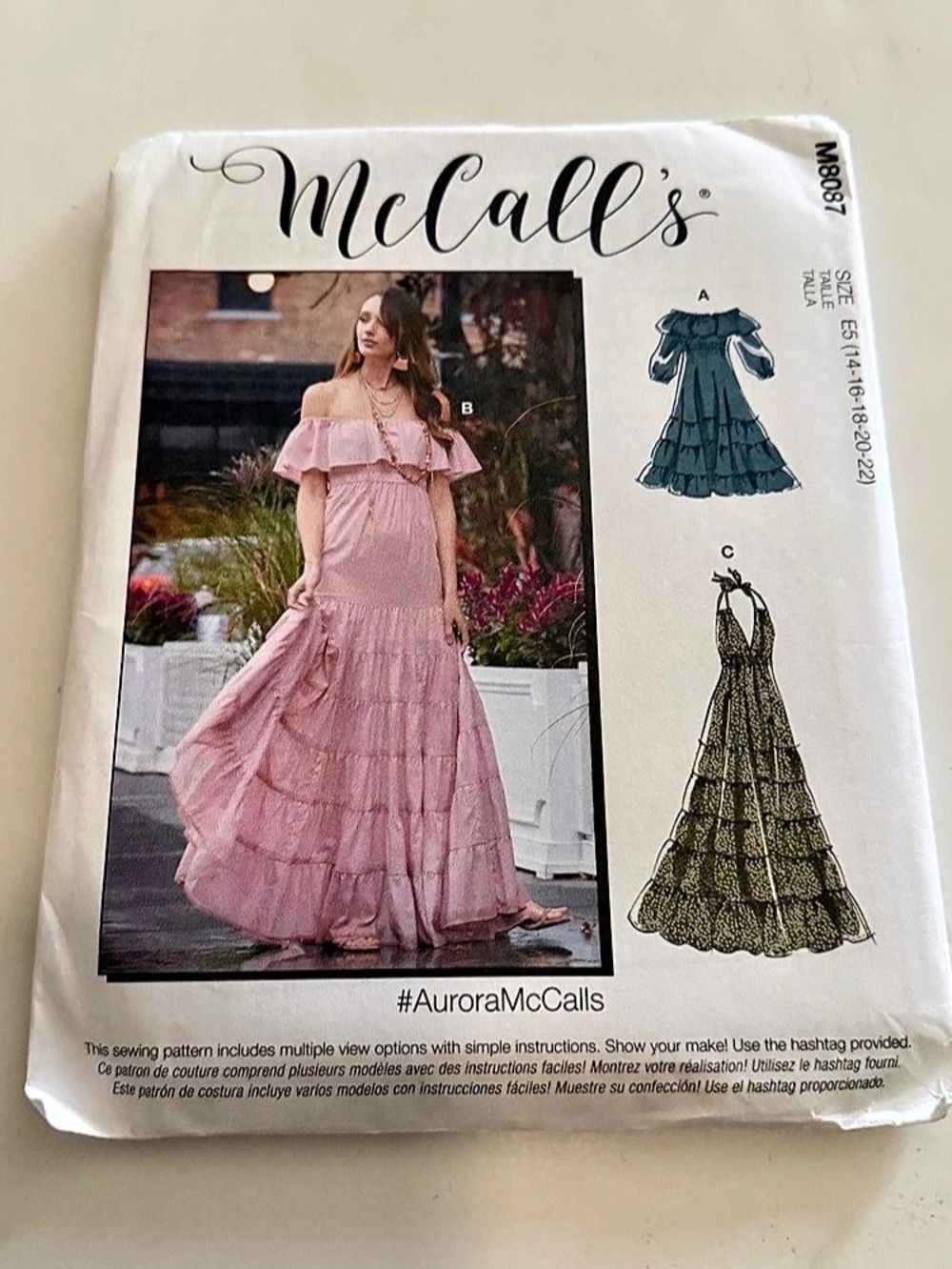 McCall's M8087 Misses' Dresses Sewing Pattern Women's Dress Pattern Size E5 (14-